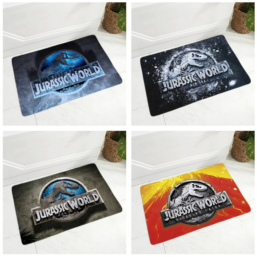 Коврик для прихожей в стиле парка Юрского периода нескользящий фланелевый