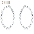 Женские круглые серьги-обручи DOTEFFIL, серебро 925 пробы, 45 мм, модные ювелирные украшения для вечеринки, свадьбы, помолвки