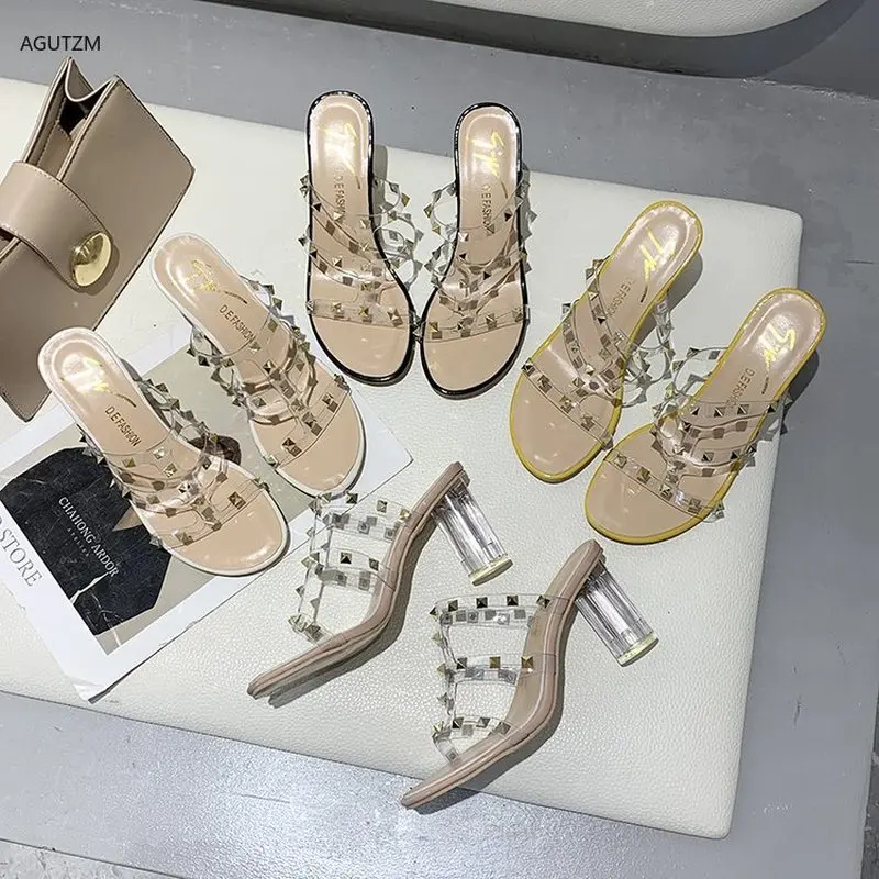 

2020 HOT Clear pvc Heels Slippers Women Sandals Summer Shoes Woman Transparent High Pumps Wedding Jelly ladies slippers h97