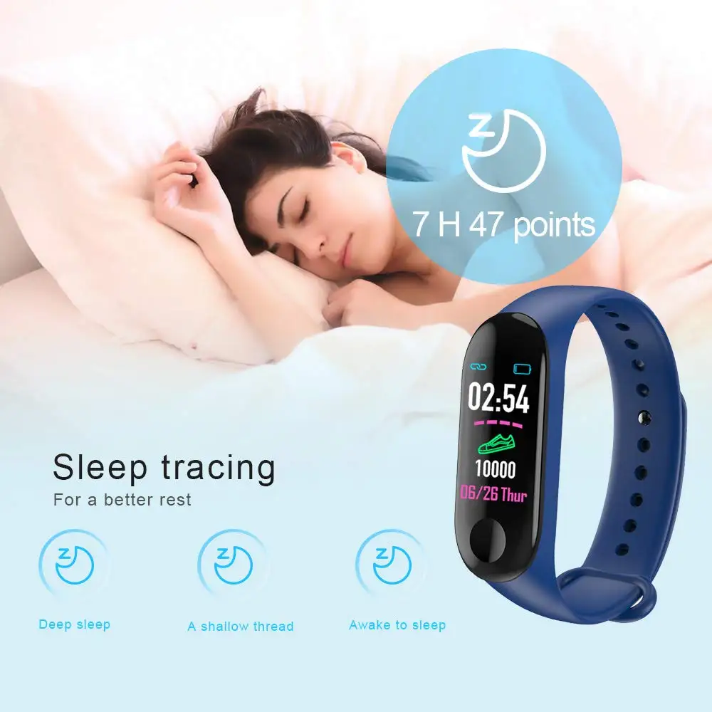 

M3 Plus Smart Bracelet Heart Rate Blood Pressure Health Waterproof Smart Watch M3 Pro Bluetooth Watch Wristband Fitness Tracker