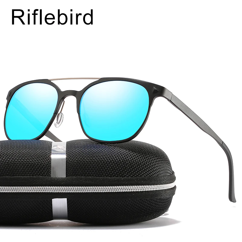 sunglasses тени солнцезащитные мужские Алюминий Магний круглые маленькие синие