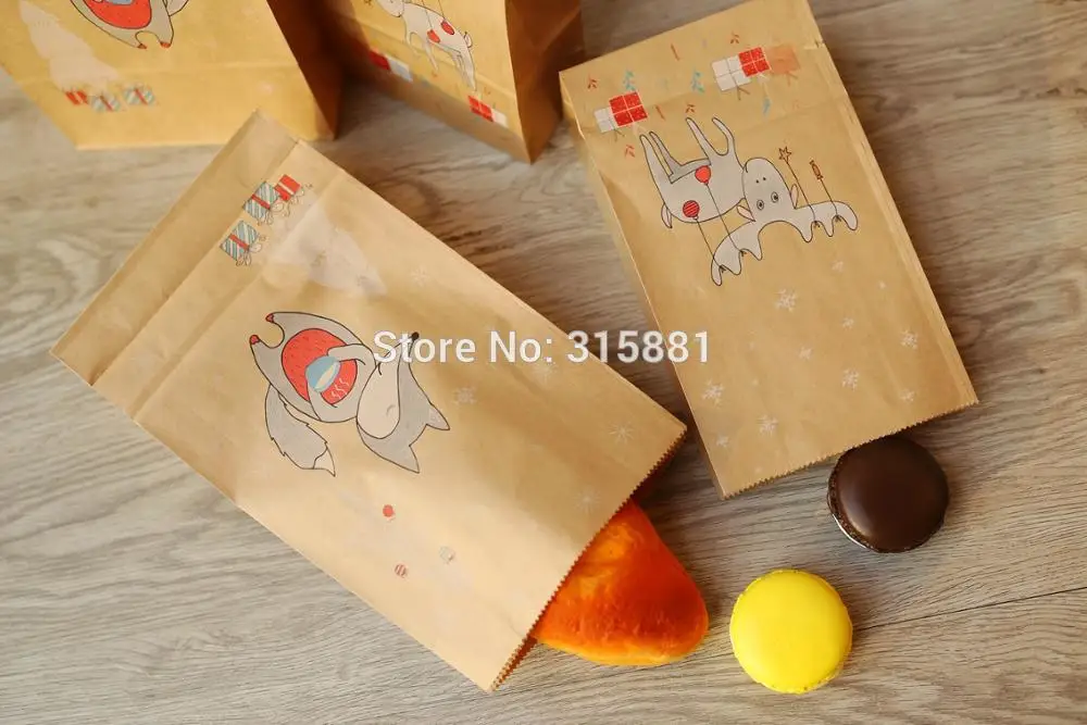 Рождественский пакет из крафт бумаги для упаковки подарка упаковка конфет