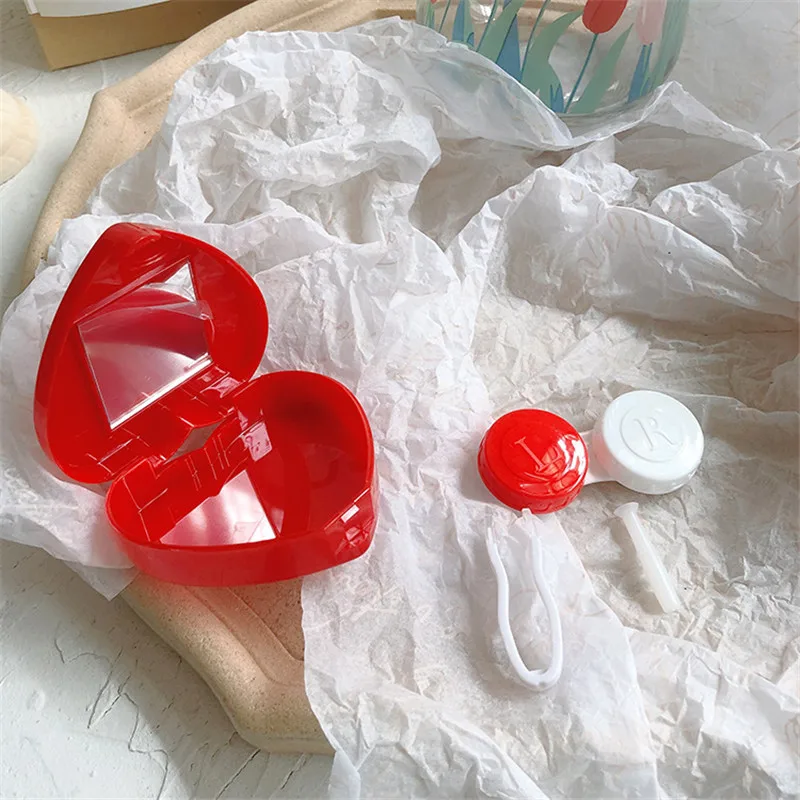 

Cute Heart-shaped Contact Lens Storage Box Travel Glasses Lenses Box For Unisex Eyes Care Kit Holder Container Support Gift