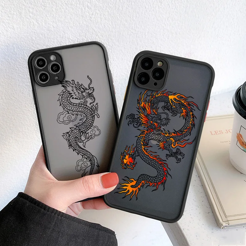 black dragon phone case for iphone 11 7 8 plus x xr xs 12 13 pro max plus se 2020 fashion animal hard pc back cover funda shell free global shipping