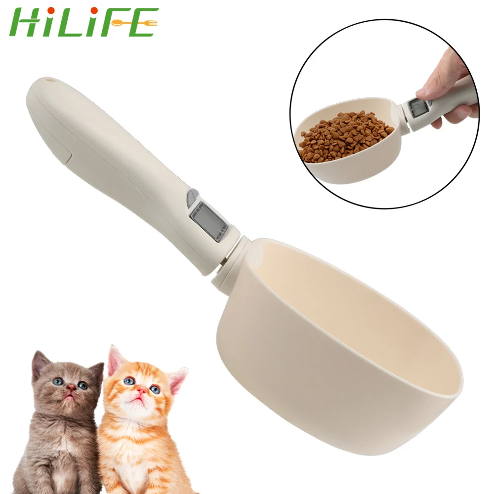 

HILIFE 800 г/1 г мерные весы для корма для домашних животных ложка и чашка весы для корма для домашних животных кухонные весы ложка с светодиодным...