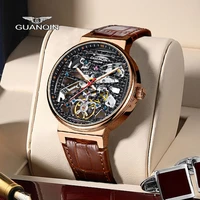 guanqin mechanical watch self winding mens transparent sports watch luxury fashion brand waterproof sapphire stainless steel