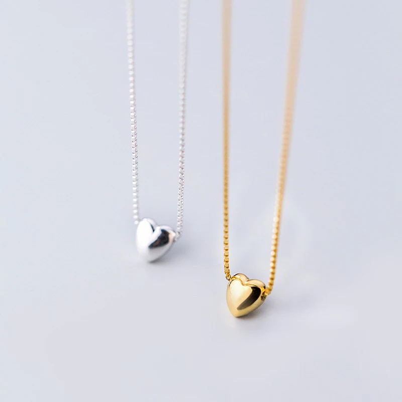 

S925 Silver Necklace Pendant Female Korean Style Sweet Loving Heart Pendant Graceful and Cute Mini Clavicle Chain Female