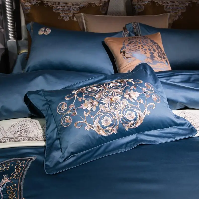 

4Pcs High TC Egypt Cotton Classic Palace Luxury Bedding Set Embroidery Duvet cover set Bed Sheet Pillowcases Queen King Size