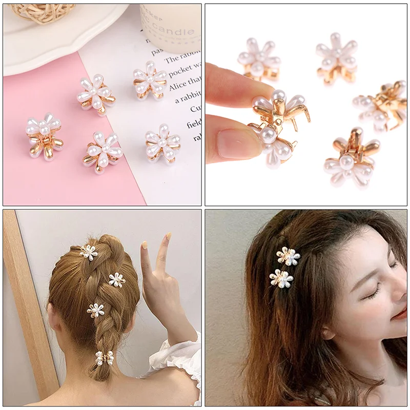

5Pcs Retro Hair Clips Pearl Hair Claw Barrettes Flower Hairpins Retro Hairpins Ladies Hair Accessories Female Hair Accessories