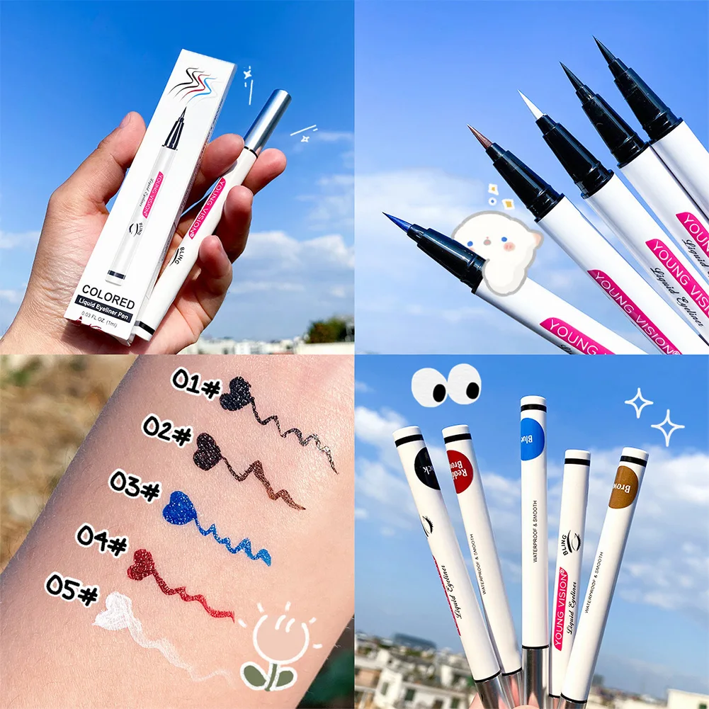 

Liquid Eyeliner Pen Waterproof & Smudgeproof Long lasting Eyeliner Pen, Black/Brown/Blue/Red/White