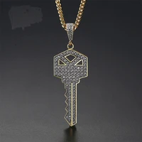funmode fashion hip hop cuban link chain key design pendant necklace for men party keychain accessories wholesale fn210