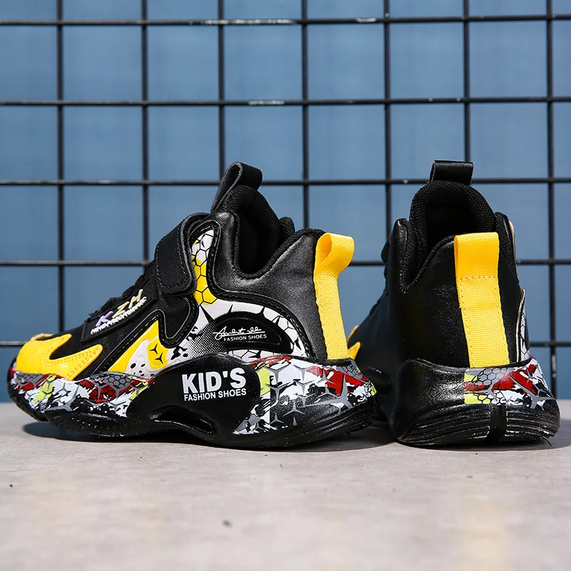 Кроссовки детские кожаные на толстой подошве для баскетбола | Спорт и