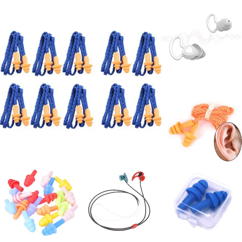 

Soft Silicone Corded Ear Plugs ears Protector Reusable Hearing Protection Noise Reduction Earplugs Earmuff