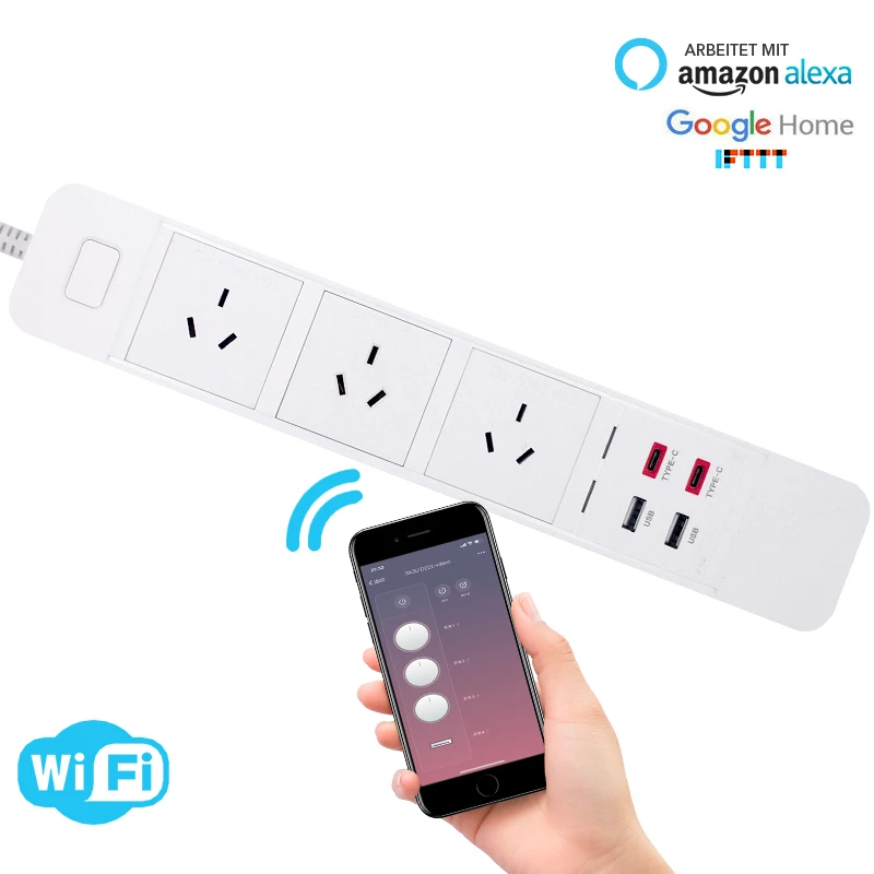 WiFi Smart power Strip внешний разветвитель розетки с usb type-c Защита от перенапряжения «Умная» вилка пульт дистанционного управления для Alexa Google Home