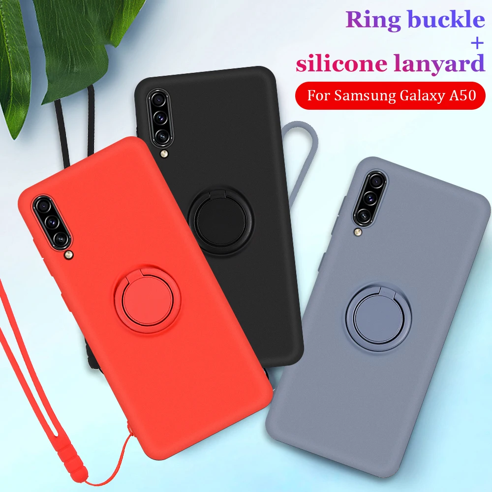 Жидкий силиконовый чехол-подставка с кольцом-держателем для Samsung Galaxy A50 A20 A30 A10