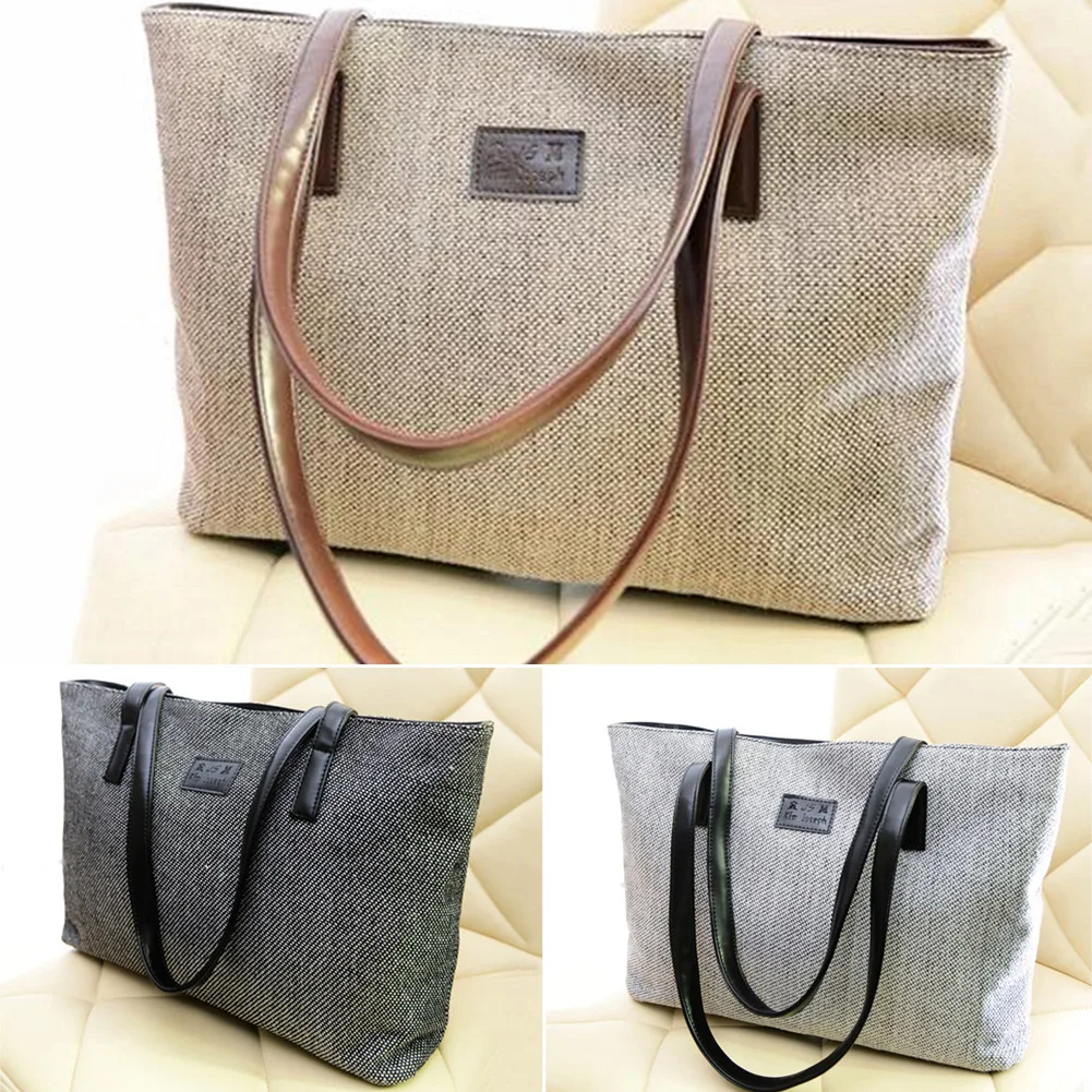 Женская Повседневная Сумка тоут на молнии вместительная портативная Холщовая