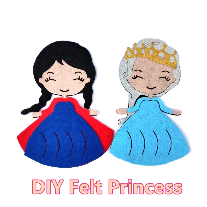 

Handmade Felt Ornaments Princess Toys DIY Unfinished Felt Lovely Princess Style Shape Special Birthday Gift DIY Crafts For Kids