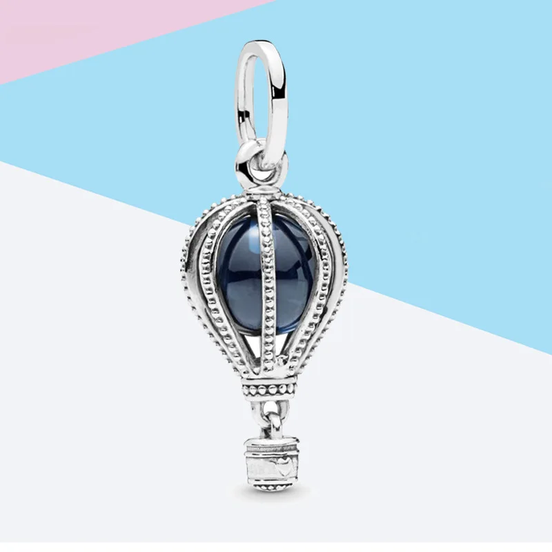 Leabyl New Arrival Dark Blue Hot Air Balloon Charm Pendants fit Bracelet Necklace for Women DIY Jewelry Making 2 PCS/Lot | Всё для