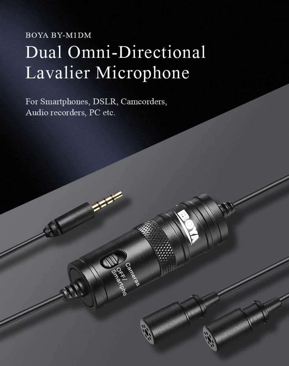 BOYA BY-M1DM Двойной Клип на лацкане петличный микрофон для iPhone Android смартфон Canon EOS Nikon камера видеокамера аудио рекордер