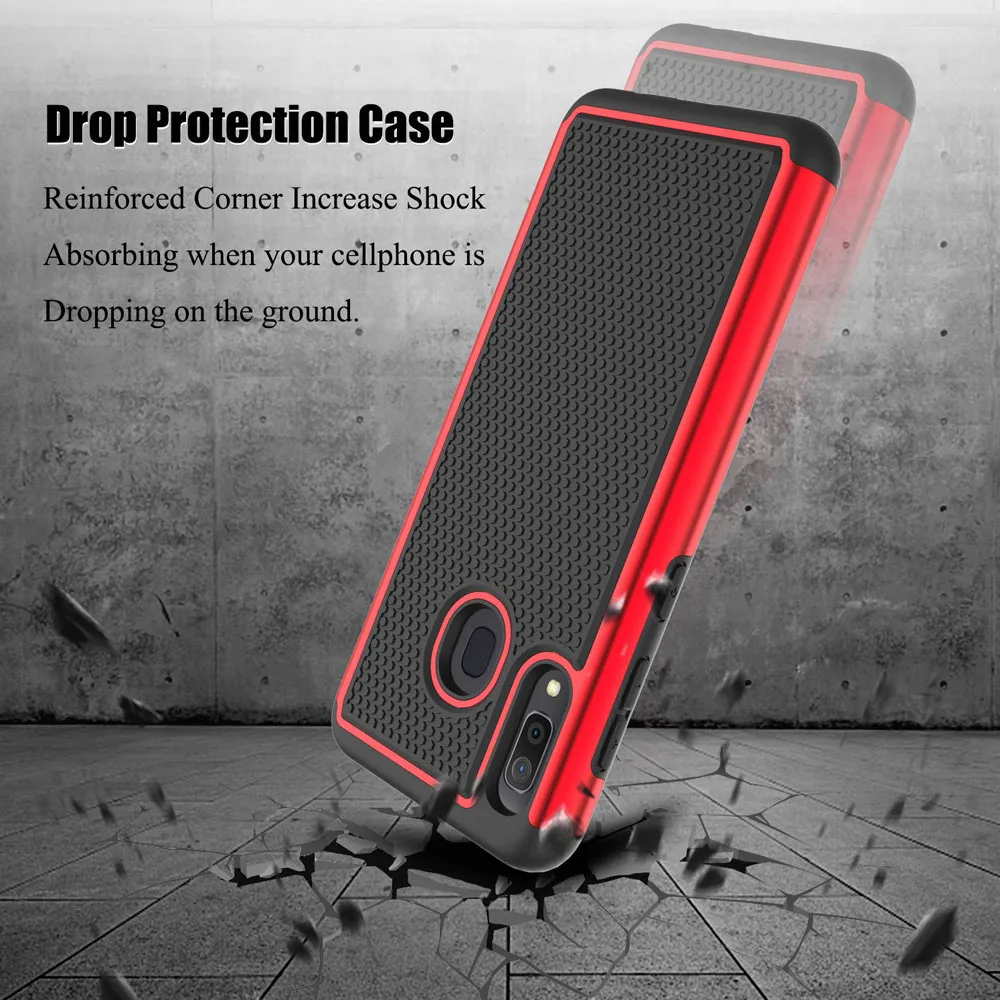 

Shockproof Phone Case for Samsung Galaxy A20e A10e A20 A30 PC Silicone Hybrid Dual Layer Protective Cover Case for Galaxy A50