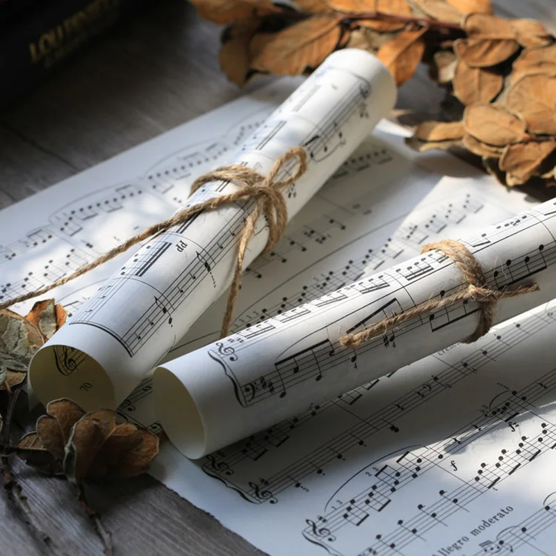 Набор из бумаги в стиле ретро альбом с музыкальными буквами цветами для