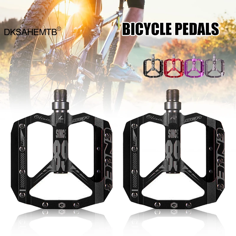 

A pair Mountain Bike Pedals Non Slip Ultra Light Rainproof Spacious Aluminum Alloy Fixed Bearing Bicycle Pedals MJ