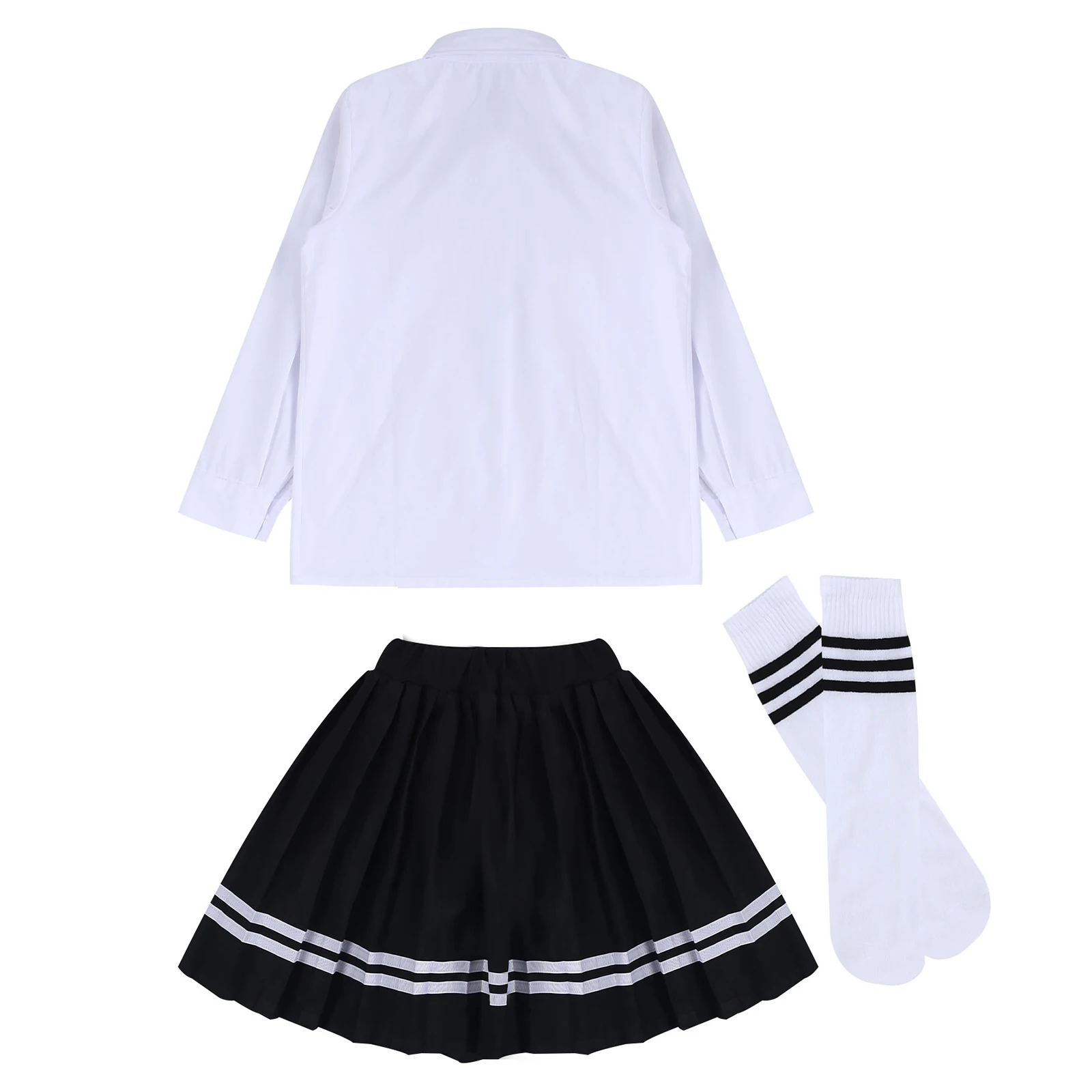 Girls Japanese Costumes Kids Student School Uniform Outfit Shirt Pleated Skirt with Stocking for Cosplay Stage Performance 2022