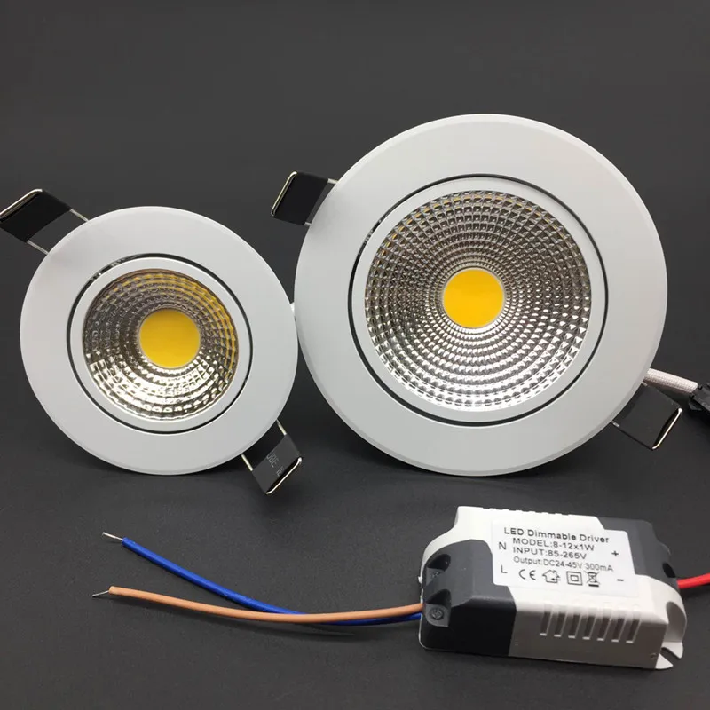 Super brillante apliques empotrados regulables LED COB Downlights 5W 7W 9W 12W 15W 18W LED Spot luces AC85-265V LED de decoración de la lámpara de techo