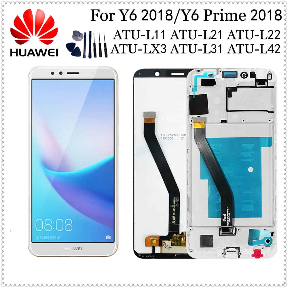 ЖК дисплей с тачскрином для Huawei Y6 2018 экран рамкой ATU L11 L21 L22 LX1 LX3 L31 L42|Экраны