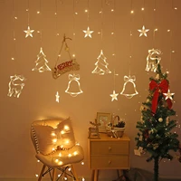 led fairy garland curtain lights flashing christmas tree elk star curtain light waterproof holiday wedding party decor eu plug