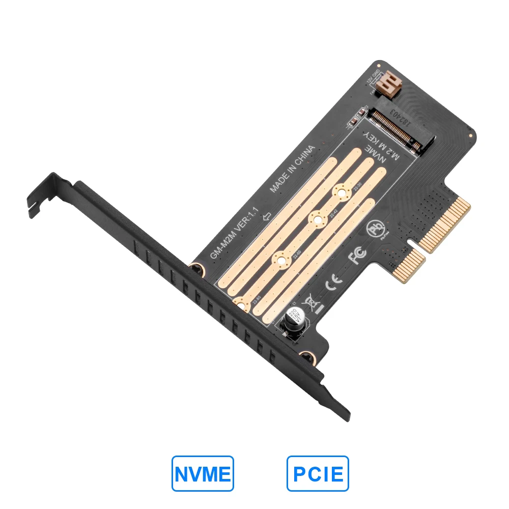 адаптер pci e 30 x1 x4 на m 2 nvme m с низкопрофи