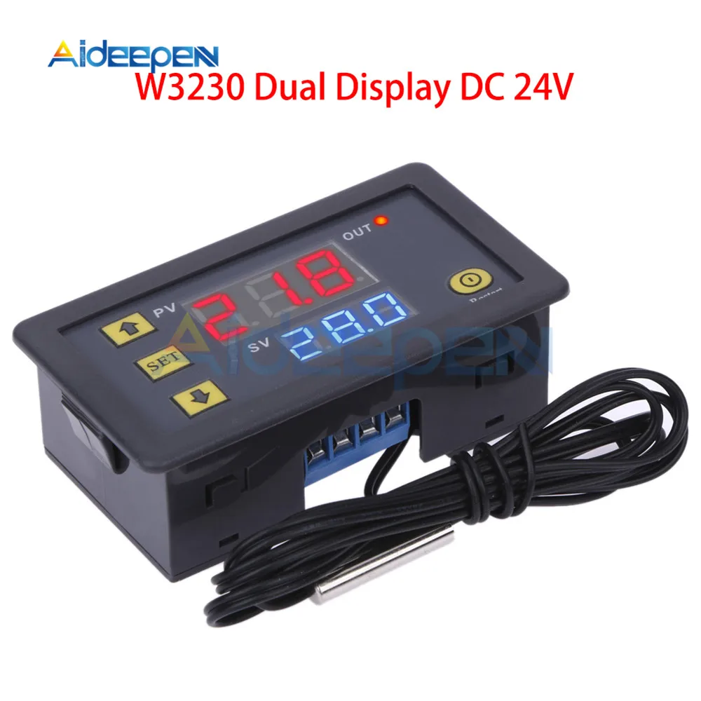 W3230 DC 24V W3230 AC 110 V-220 V DC 12 V Светодиодный дисплей Цифровой термостат Температура Терморегулятор Цифровой регулятор температуры Контрольные приборы Регулятор Обогрев Охлаждение - Цвет: W3230 DC 24V