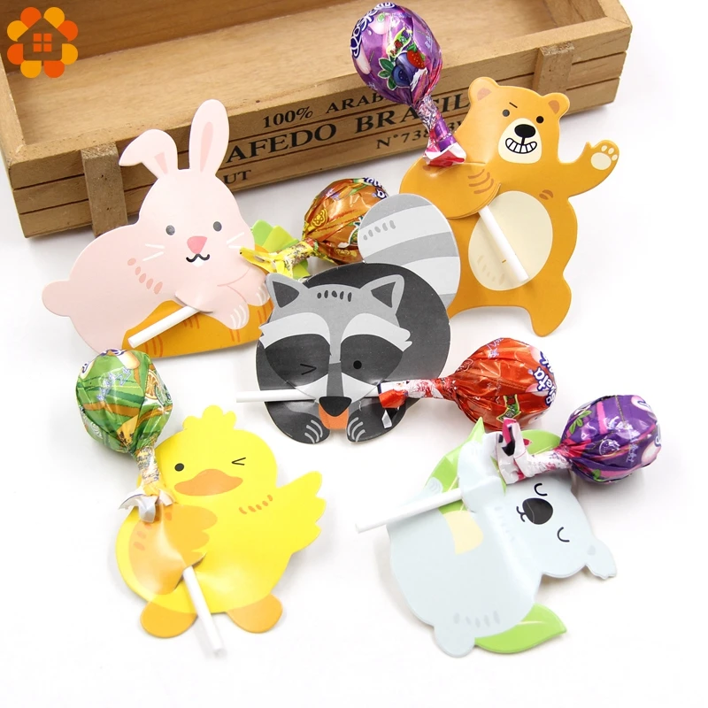 50 шт. милые животные Кролик Утка медведь конфеты леденец украшение открытка