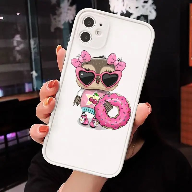 

Owl cute cartoon pattern high quality Phone Cases matte transparent For iphone 7 8 11 12 plus mini x xs xr pro max cover