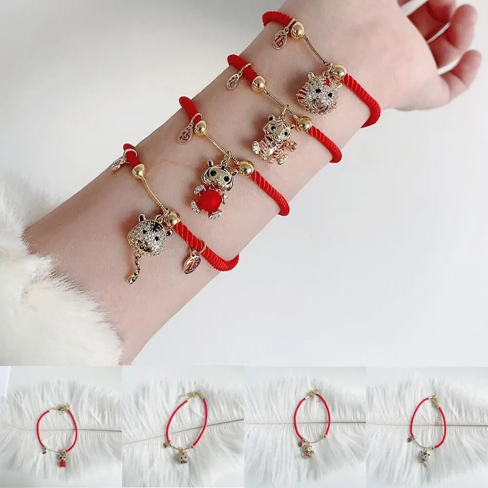 

Rope 2022 Craft Handmade Tiger New Year Bracelets Red String