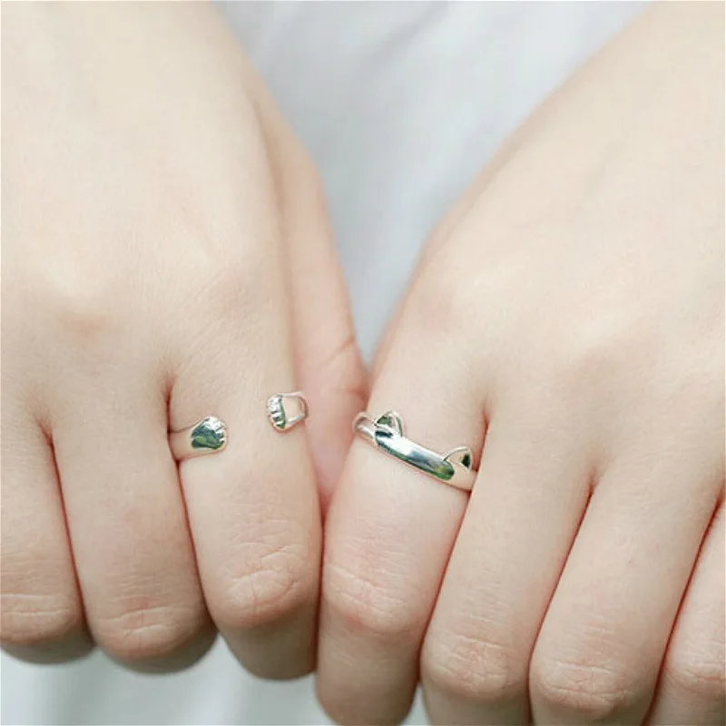 

DIEERLAN Boho Vintage 925 Sterling Silver Cat Rings For Women Men Big Open Finger Rings Party Gifts Anillos