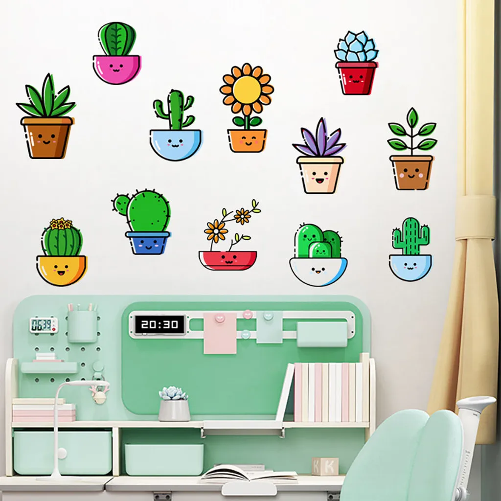 Зеленый завод настенный стикер для выключателя маленькой девочки комнаты DIY