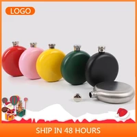 new stainless steel round hip flask business gift outdoor portable hip flask support custom package 304 food grade