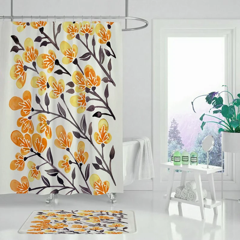 Современная занавеска для душа с 3D принтом леса ванны зеленым растением деревом