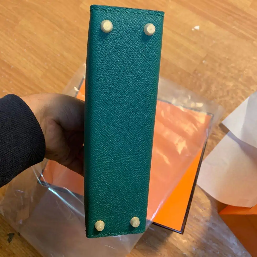 

DESIGNERS MINI HANDBAG,19.5cm,LUXURY WOMEN PURSE,Malachite Color,Epsom Leather, Handmade quality, Fast delivery