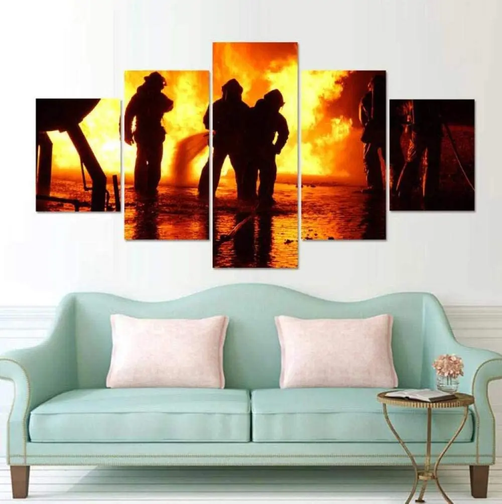 5 шт. пожарных Hd Печать на холсте модульная плакат настенная живопись популярные