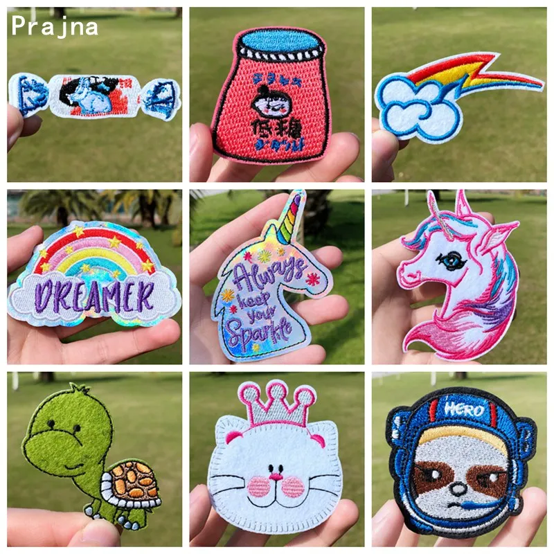 Prajna мультфильм животных радуга патч железа на патчи одежде вышитые для