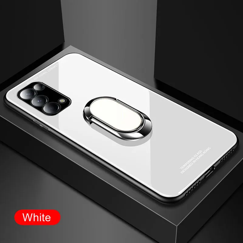 

For OPPO Find X3 Lite Case Tempered Glass With Ring Holder Hard Back Cover For OPPO Find X3 Lite Shockproof Fundas