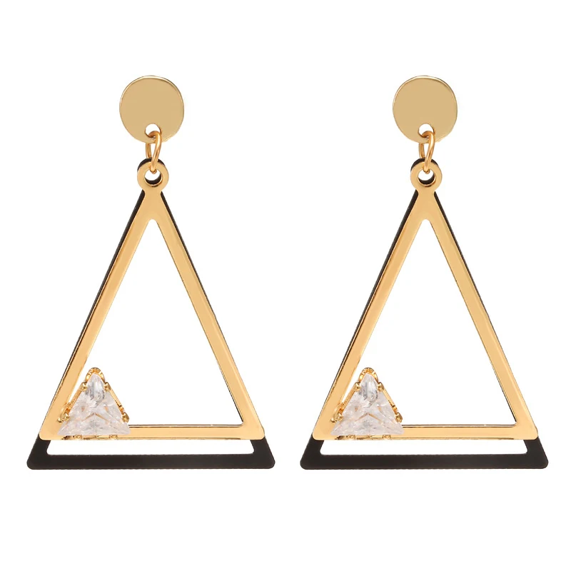 Корейские простые металлические круглые серьги с кубическим цирконием