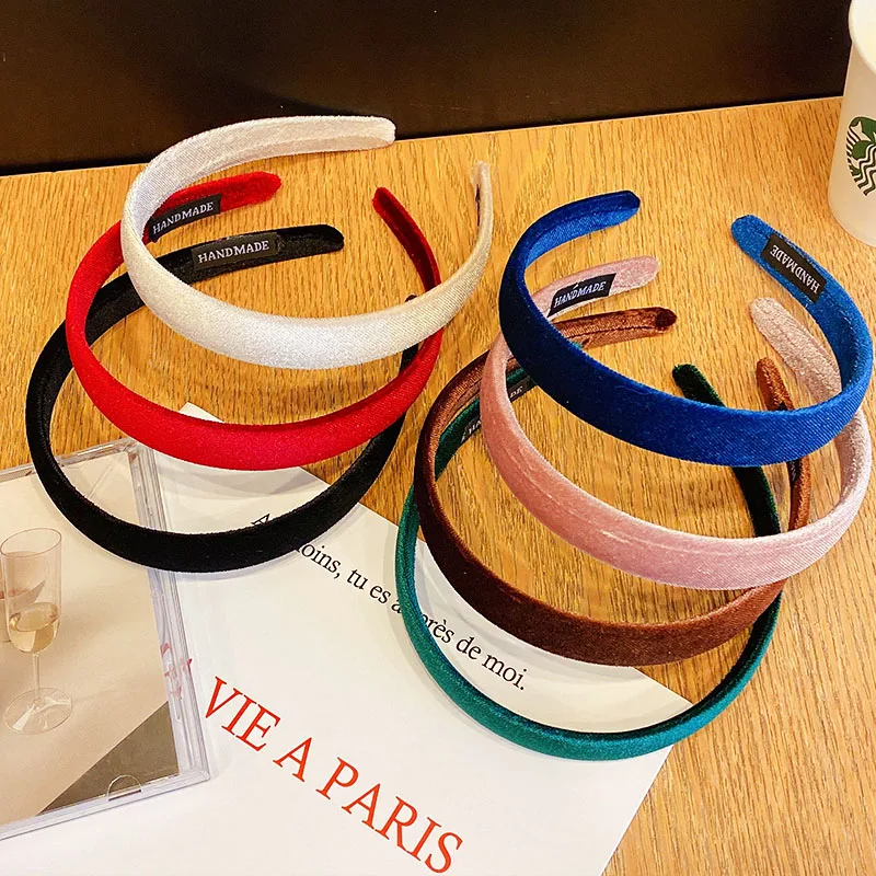 Женская бархатная повязка для волос элегантная цветная винтажная на голову