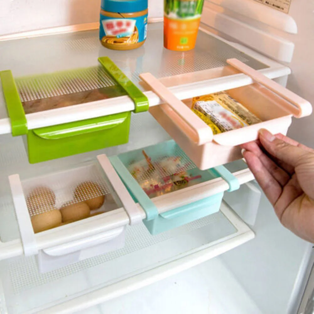 

Slide Fridge Space Saver Kitchen Storage Organizer Box Shelf Container