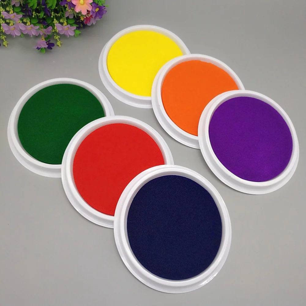 

6 Pcs Hand Ink Pad Stamp Pad Washable Finger Palm Ink Colorful Graffiti Ink Pad for Children Kids (Random Color)