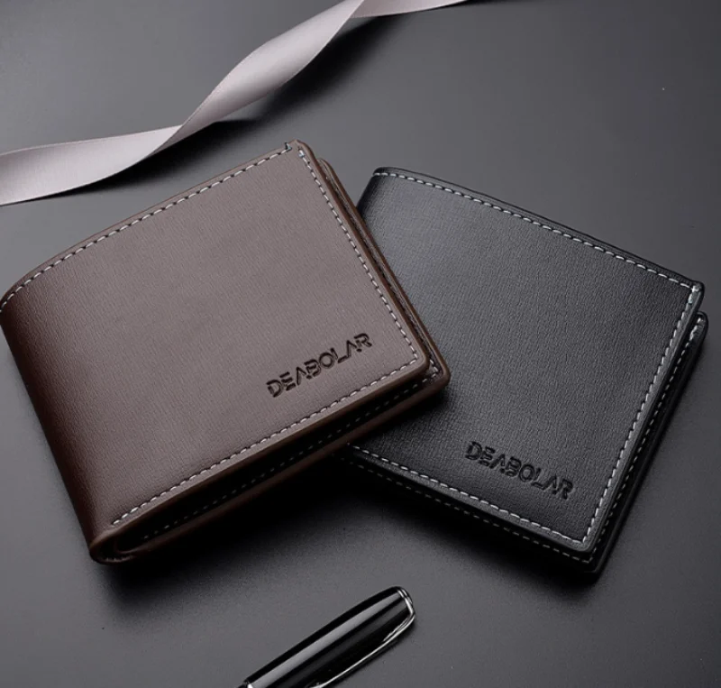 

Men Business Leather Billfold Wallet Brand Luxury Short Slim Male Purses Money Credit Card Thin Hombre Billetera Portafoglio
