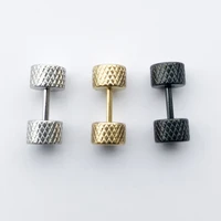 1pc classic barbell dumbbell earrings trend hip hop stainless steel mens and womens earrings rock party fashion jewelry