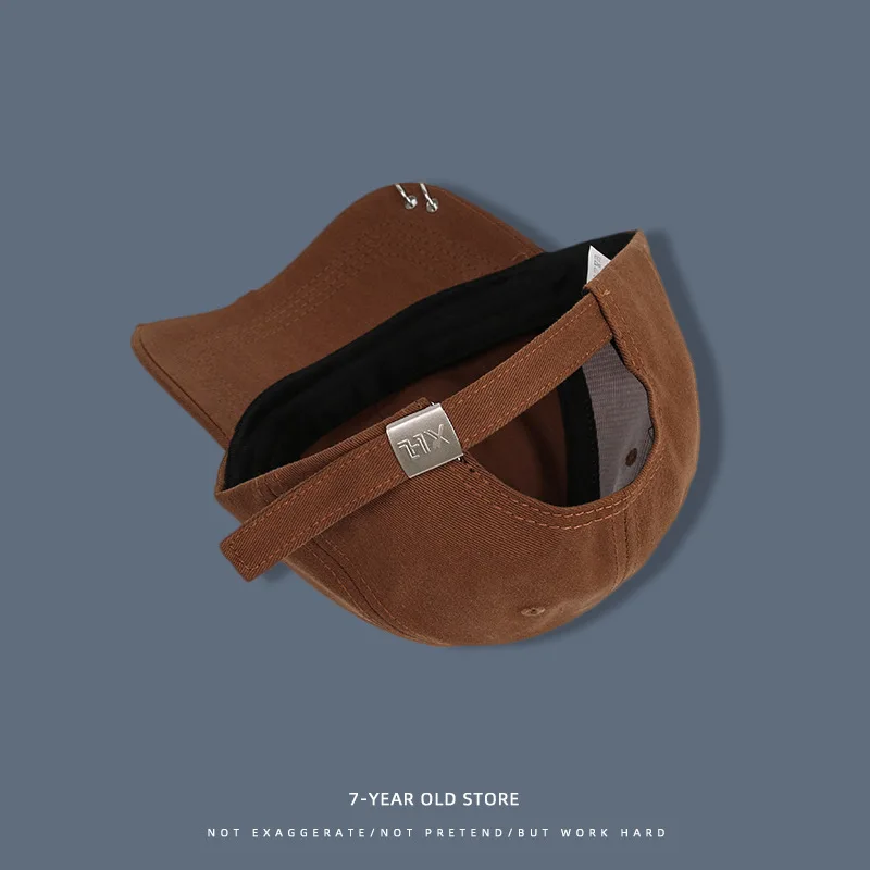 Harajuku Solid Ring Safety Pin Curved Hats Fashion Hoop Baseball Cap Women Men Sun Cap Snapback Hip Hop Caps
